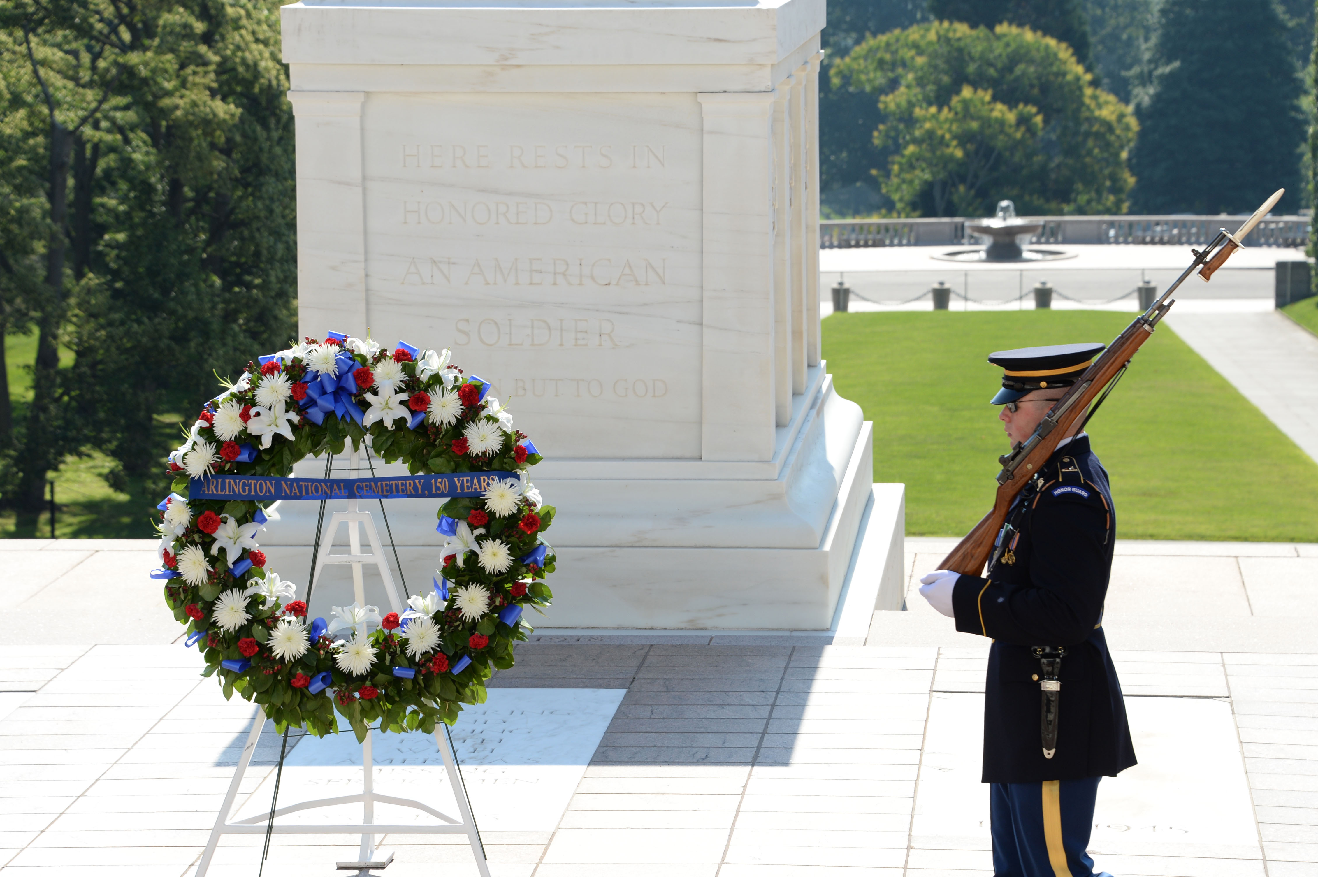 wreath in front of Tomb of the Unknown Soldier