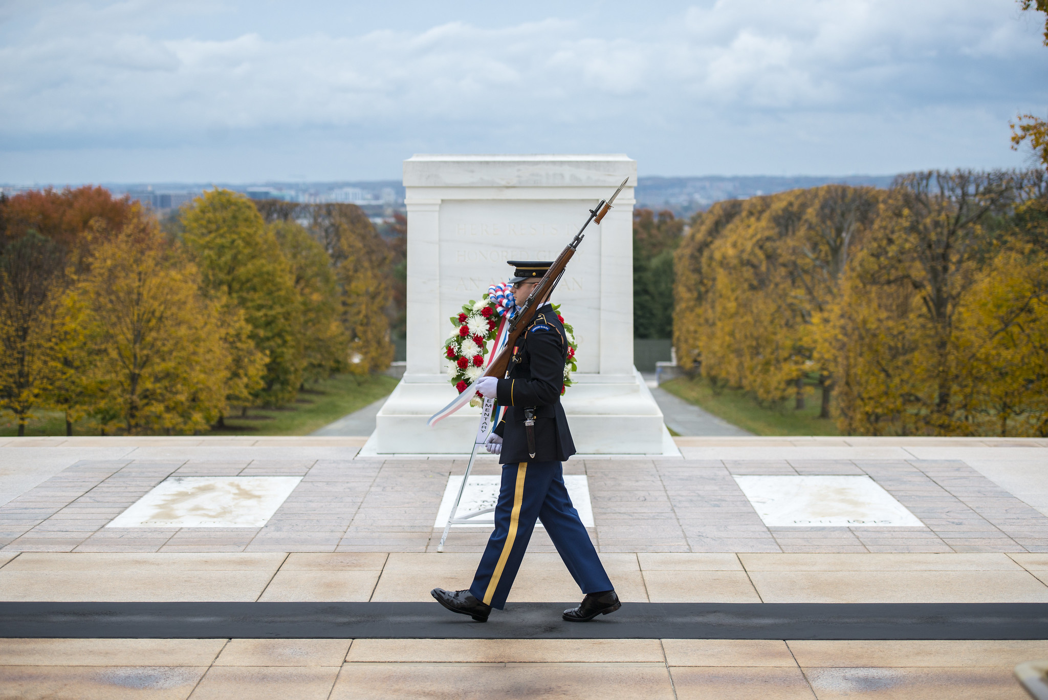 A sentinel guarding the Tomb of the Unknown Soldier, Arlington National Cemetery