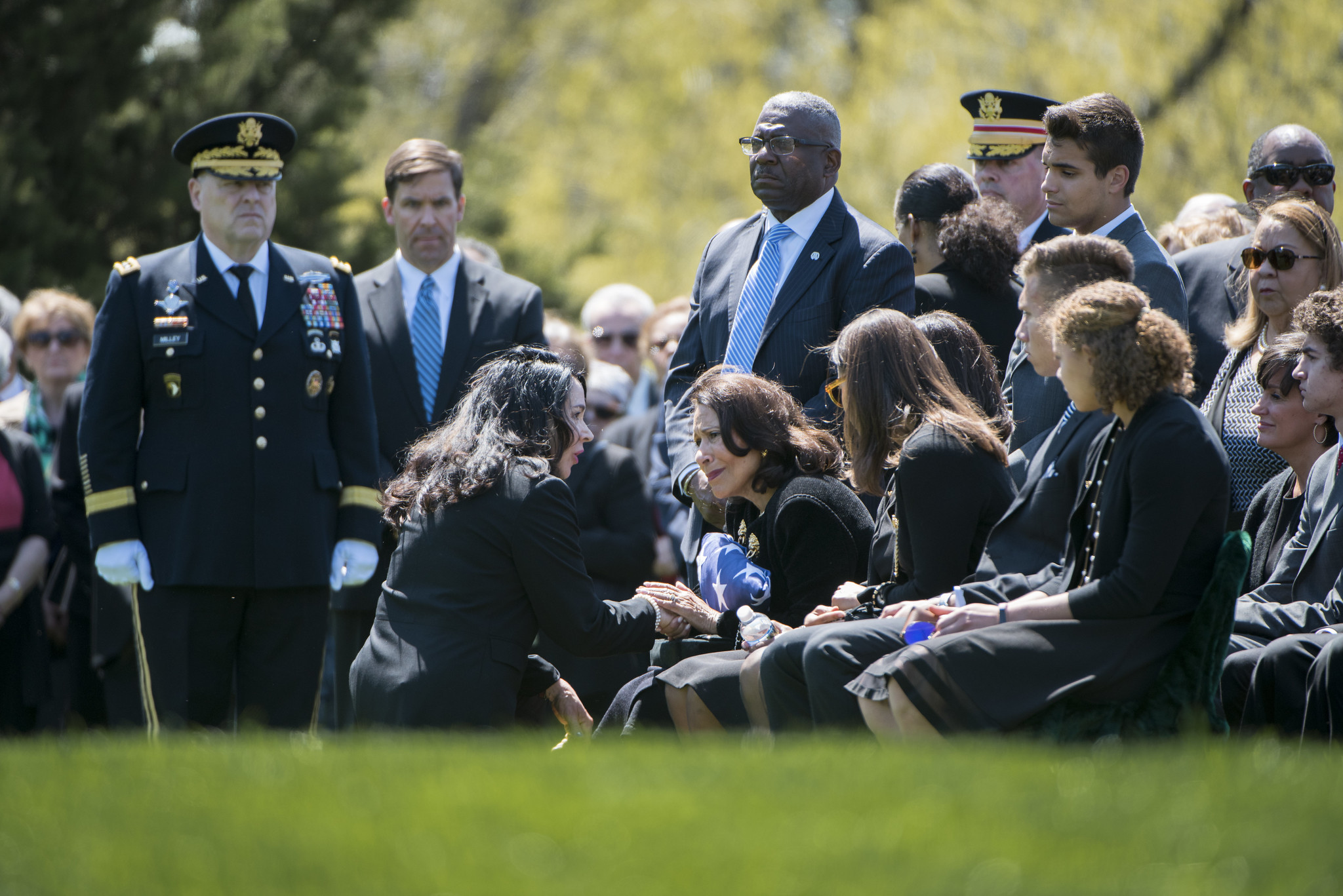 Family members and guests at full honors funeral of former Secretary of the Army Togo D. West, Jr. in Section 34 of Arlington National Cemetery