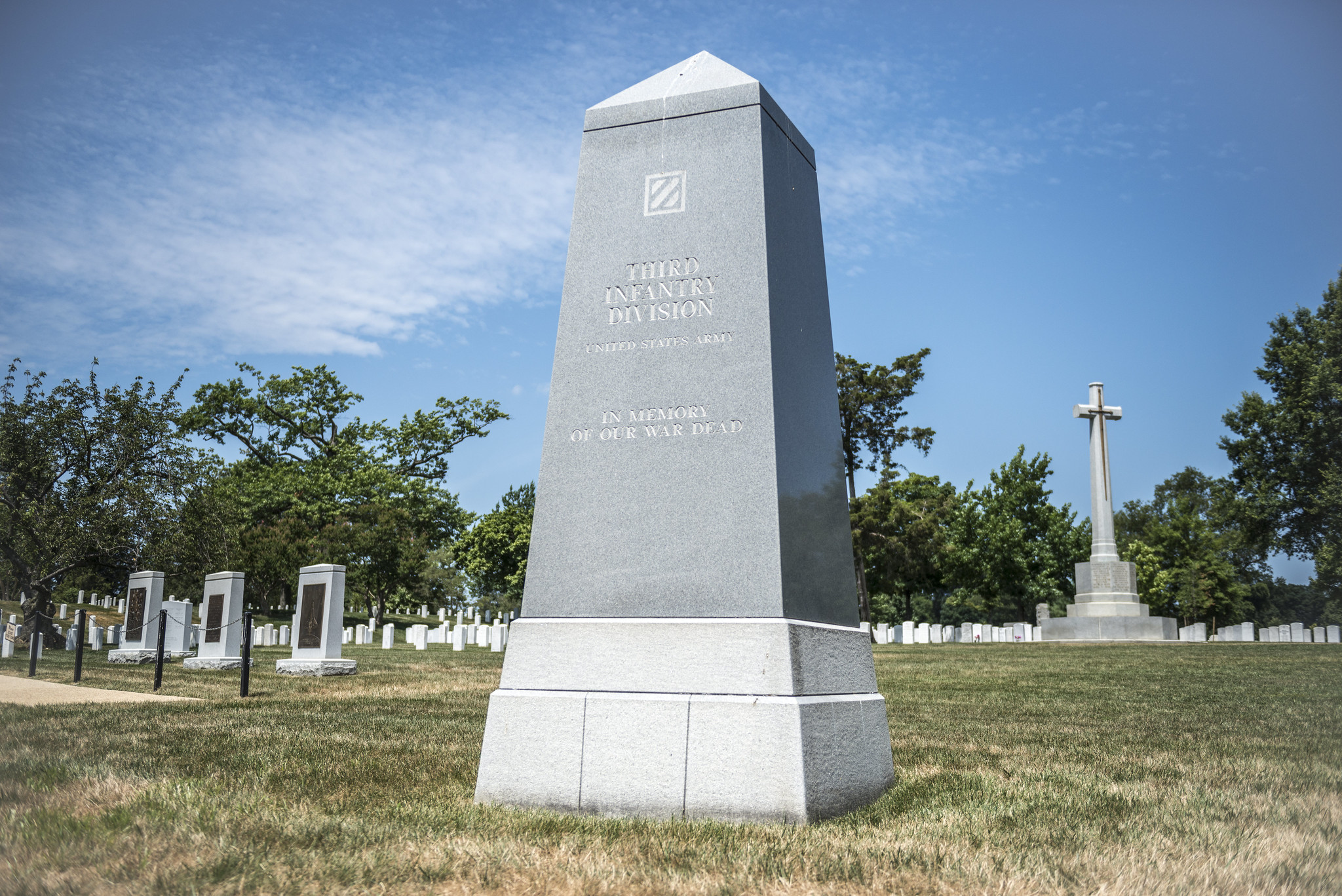 A nine-ton gray obelisk commemorates the service of the Army's 3rd Infantry Division