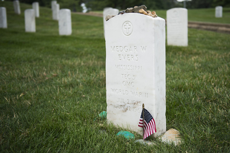 Gravesite of slain civil rights leader and World War II veteran Medger Evers