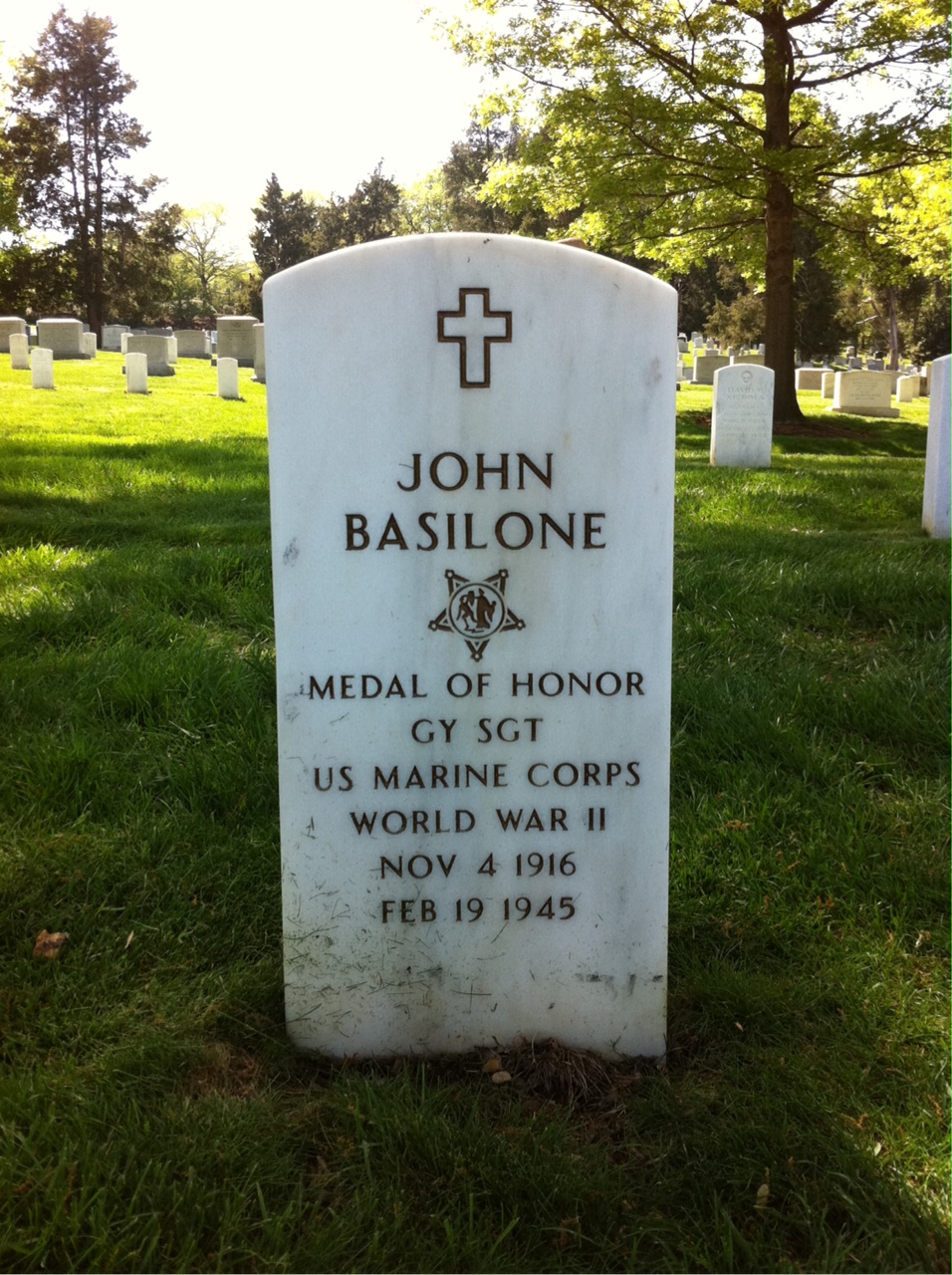 Gravestone of World War II Medal of Honor recipient John Basilone