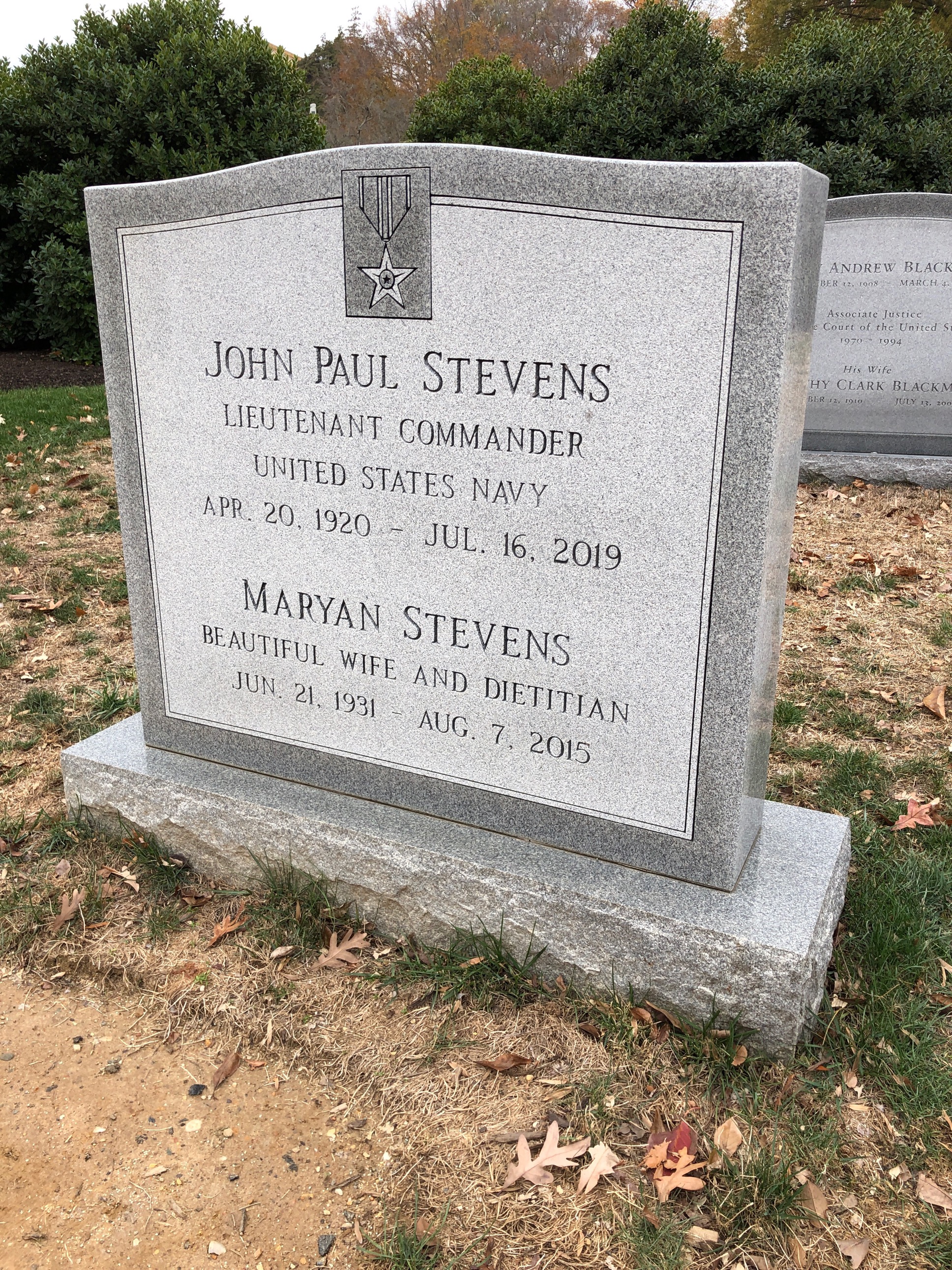 Gravestone of Supreme Court Justice John Paul Stevens