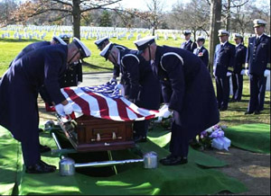 An in-ground burial at Arlington National Cemetery